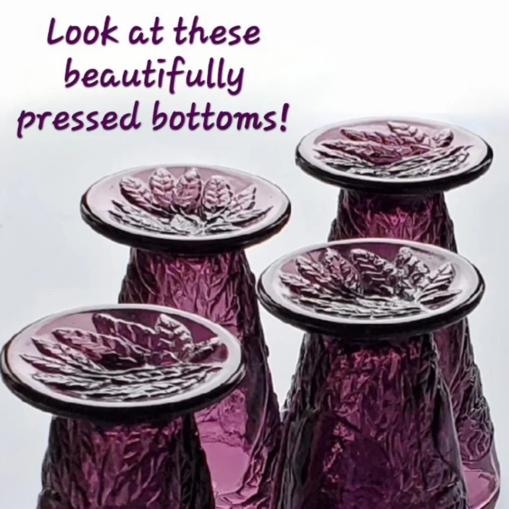 (4) Vntg "Sweet🍐Pear" Amethyst 9oz Footed Tumblers by Tiara - Picture 3 of 5